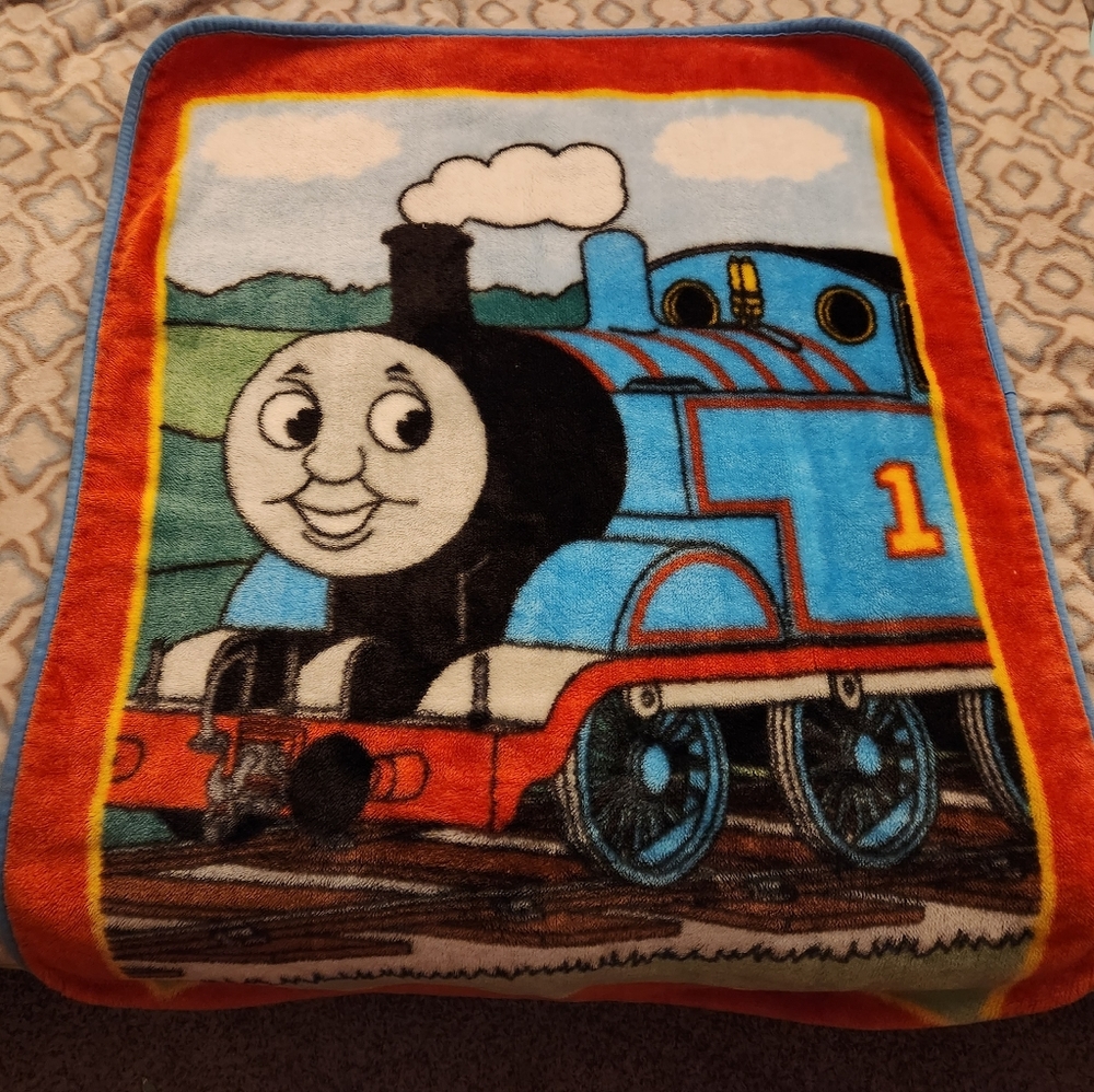 Vintage Thomas the Train Lux Fleece toddler blanket.